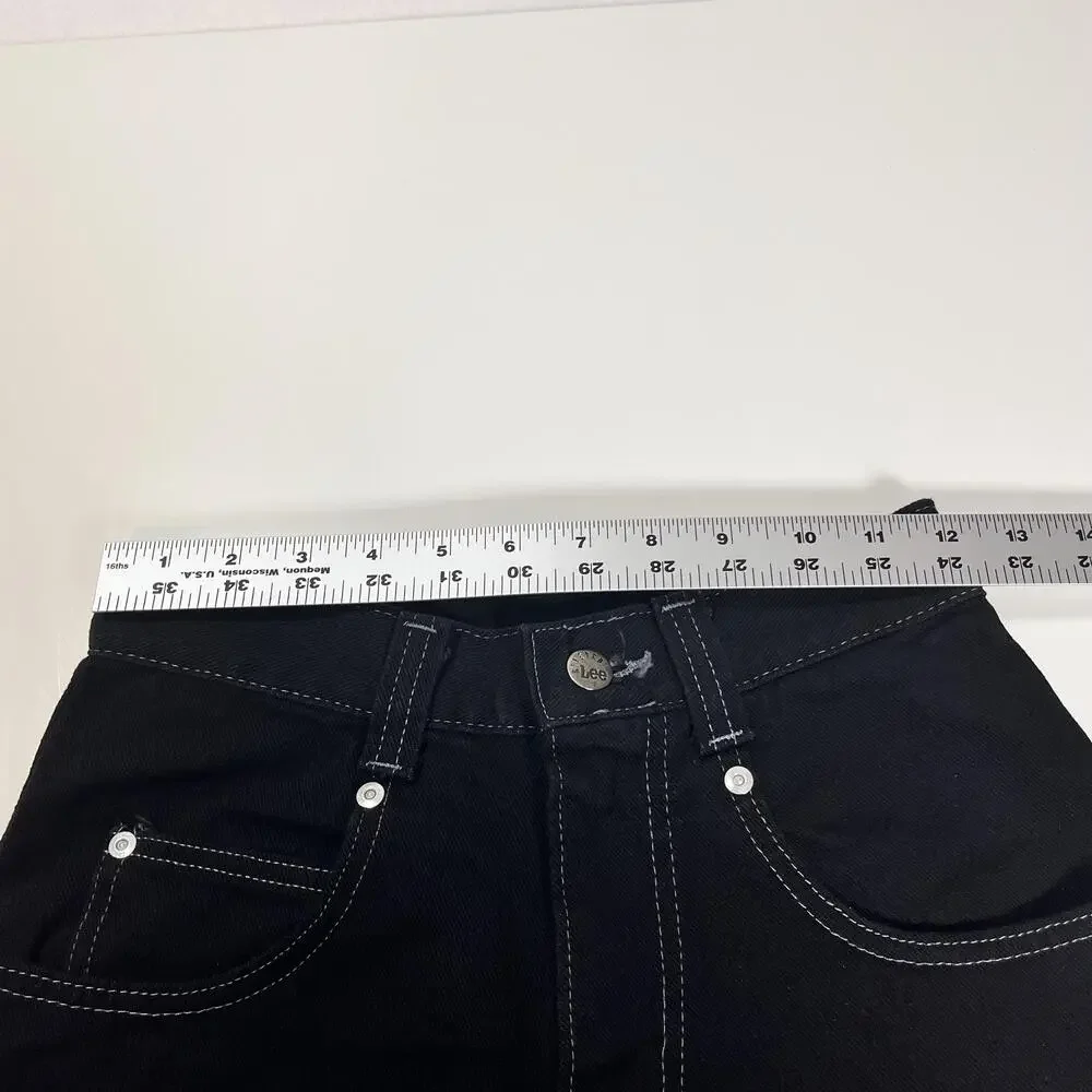 Lee Pipes Jeans Youth Medium Black Double Black Wide Leg Carpenter Y2K Skate